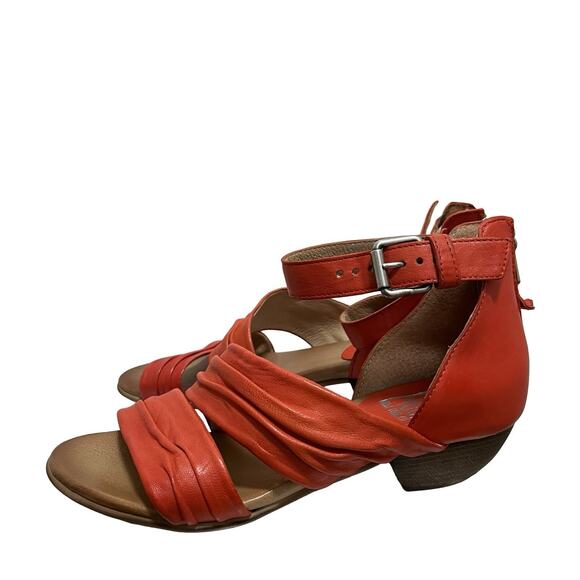 Miz Mooz Cassie Leather Heeled Sandals US 5.5-6 EU 36 Orange Ankle Strap MINT - Picture 1 of 10